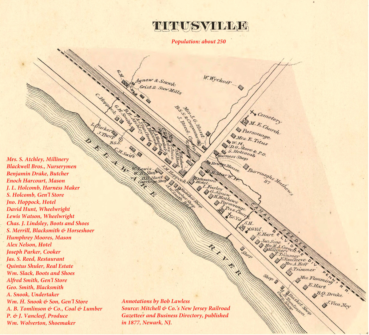 Historic Town Maps Titusville / Washington Crossing Hopewell Valley